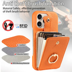 For IPhone 16 Pro Max 15 Pro Max 14 13 12 11 Pro Max 7 8Plus 16e PU Leather Phone Case with Ring Card Slots Anti-Fall Case