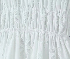 White Dress Women Halter Cotton Long Dress Lace Elegant Party Outfits - Otaj Gifts