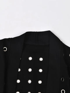 EAM Black Hollow Out Belted Long Trench Women New V-neck Long Sleeve Windbreaker Fashion Tide Spring Autumn 2024 15XM44101 - Otaj Gifts