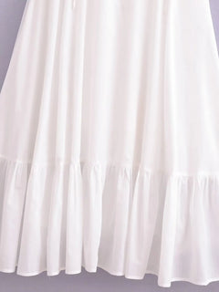 White Dress Women Halter Cotton Long Dress Lace Elegant Party Outfits - Otaj Gifts