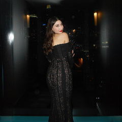 Suninheart Lace Off-shoulder Sexy Maxi Dress Women Strapless Backless Long Sleeve Bodycon Evening Club Party Long Dress Elegant - Otaj Gifts