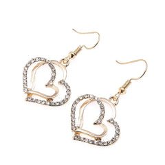 3 Pcs Set Heart Shaped Jewelry Set Of Earrings Pendant Necklace For Women Exquisite Fashion Rhinestone Double Heart Jewelry Set - Otaj Gifts