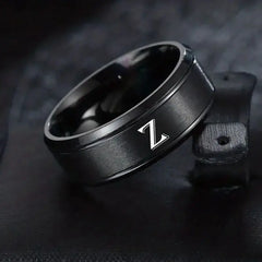 1pc Fashion 26 English Letters Ring With Double Beveled Edges, Men's Stainless Steel Ring - Otaj Gifts