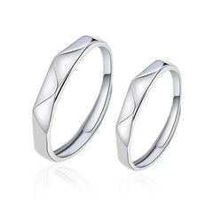 1Pair Black White Lozenge Couple Rings Open Ring for Women Men Adjustable Finger Rings Romantic Lovers Anniversary Jewelry Gift - Otaj Gifts
