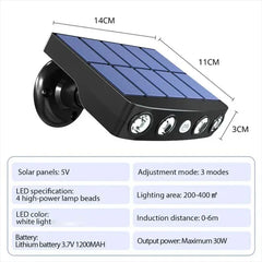 Powerful 4 LED Solar Security Lights Outdoor Decor Sensor Motion 3 Modes Street Waterproof Lamp Wall Night Work Light for Garden - Otaj Gifts