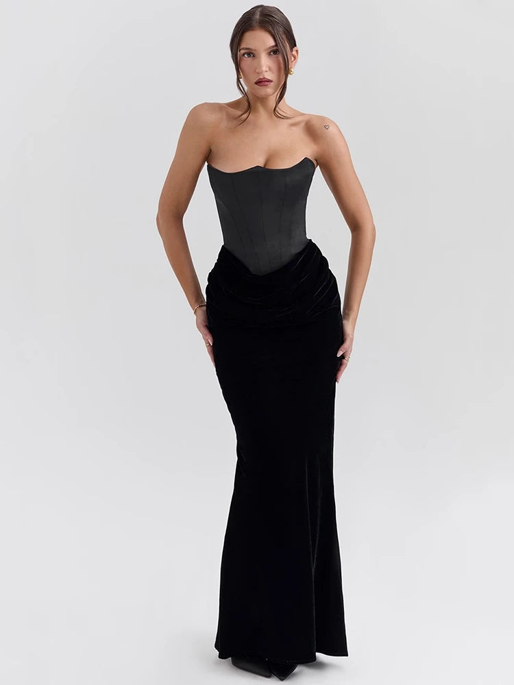 Mozision Off-shoulder Strapless Sexy Maxi Dress For Women Elegant Sleeveless Backless Bodycon Club Party Evening Long Dress - Otaj Gifts