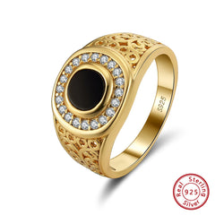 Handmade High Quality 925 Sterling Silver Men's Ring with Black Onyx CZ Gemstone - Otaj Gifts