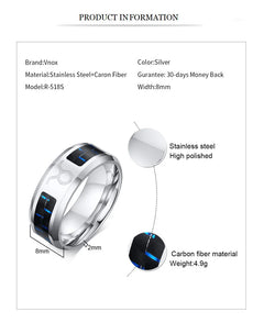 Vnox Twelve Constellations Rings for Men Women 8mm Stainless Steel Anel Male Classic Carbon Fiber 12 Horoscope Ring - Otaj Gifts