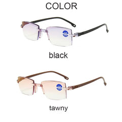 2 Pair New Men Women Rimless Reading Glasses Anti Blue Light Bifocal Far Near Magnification Eyewear Presbyopic Glasses +150 +200 - Otaj Gifts