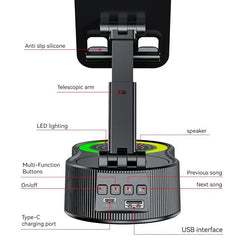 New Cell Phone Holder Stand With LDE Light Bluetooth Speaker Adjustable Tablet Bracket Support Portable Wireless Loudspeaker - Otaj Gifts