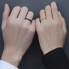 1Pair Black White Lozenge Couple Rings Open Ring for Women Men Adjustable Finger Rings Romantic Lovers Anniversary Jewelry Gift - Otaj Gifts
