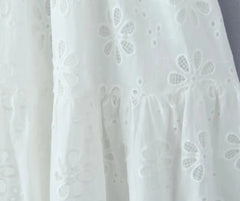 White Dress Women Halter Cotton Long Dress Lace Elegant Party Outfits - Otaj Gifts