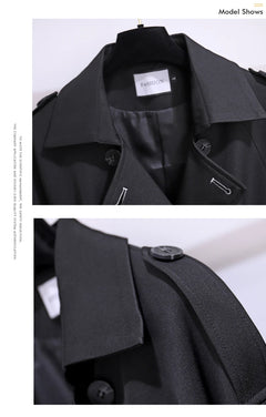 New 2024 Women British Style Windbreaker Streetwear Double Breasted Long Trench Coats Women Elegant Autumn Winter Casual Jackets - Otaj Gifts