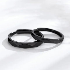 1Pair Black White Lozenge Couple Rings Open Ring for Women Men Adjustable Finger Rings Romantic Lovers Anniversary Jewelry Gift - Otaj Gifts