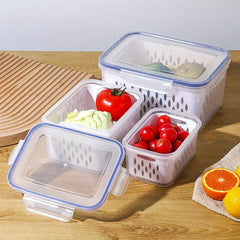 1/2/3pcs Refrigerator Storage Box Fridge Organizer Fresh Vegetable Fruit Drain Basket Storage Container Pantry Kitchen Organizer - Otaj Gifts