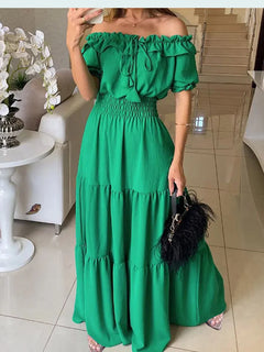 Summer Boho Red Dress Fashion Short Sleeve Beach Long Dress Casual Loose Elegant Holiday Party Dresses For Women Robe Femme 2023 - Otaj Gifts