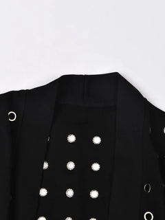 EAM Black Hollow Out Belted Long Trench Women New V-neck Long Sleeve Windbreaker Fashion Tide Spring Autumn 2024 15XM44101 - Otaj Gifts