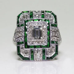 New Ladies Ring Luxury Large Square Jewelry Wedding Artificial Zircon Simple Atmosphere Luxury Party - Otaj Gifts