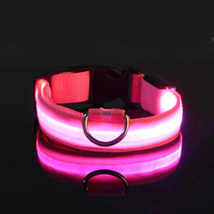 Nylon LED Night Safety Flashing Glow In The Dark Dog Leash Dogs Luminous Fluorescent Pet Dog Collar - Otaj Gifts