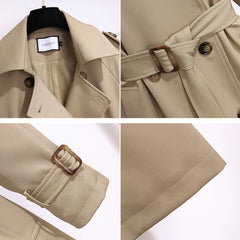 New 2024 Women British Style Windbreaker Streetwear Double Breasted Long Trench Coats Women Elegant Autumn Winter Casual Jackets - Otaj Gifts