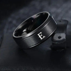 1pc Fashion 26 English Letters Ring With Double Beveled Edges, Men's Stainless Steel Ring - Otaj Gifts