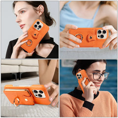 For IPhone 16 Pro Max 15 Pro Max 14 13 12 11 Pro Max 7 8Plus 16e PU Leather Phone Case with Ring Card Slots Anti-Fall Case