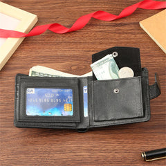 New Men Short Bifold PU Leather Male Hasp Wallet Credit ID Card Holder Men's Wallet Billfold Purse Clutch Men's Purses Money Bag - Otaj Gifts