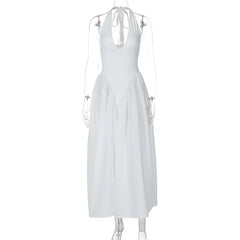 Ladies Summer Evening Party New Fashion Dress Women Sleeveless Backless V-Neck Sexy Birthday  Long Dresses 2025 Woman Streetwear - Otaj Gifts