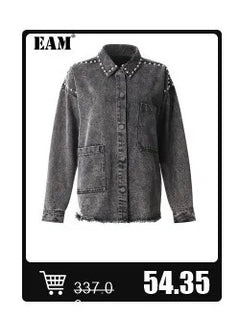 EAM Black Hollow Out Belted Long Trench Women New V-neck Long Sleeve Windbreaker Fashion Tide Spring Autumn 2024 15XM44101 - Otaj Gifts