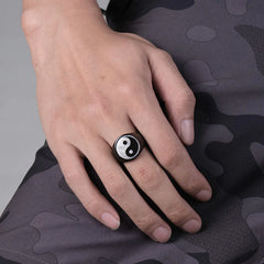 Men's Chinese Style Stainless Steele Taoism Yin Yang Ring - Otaj Gifts