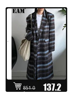 EAM Women Black Irregular Slit Big Size Trench New Stand Collar Long Sleeve Windbreaker Fashion Spring Autumn 2025 1DH0755 - Otaj Gifts