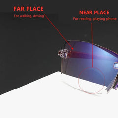 2 Pair New Men Women Rimless Reading Glasses Anti Blue Light Bifocal Far Near Magnification Eyewear Presbyopic Glasses +150 +200 - Otaj Gifts