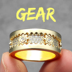 Stainless Steele Fidget Spinner Gemstone Gear Rings for Men or Women - Otaj Gifts
