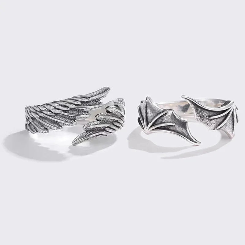 Retro Angel Demon Wings Creative Ring For Men Women Punk Gothic Open Ring Handmade Unisex Jewelry Accessories Gift For Lovers - Otaj Gifts