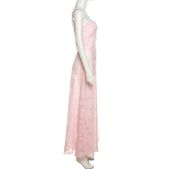 White Dress Women Halter Cotton Long Dress Lace Elegant Party Outfits - Otaj Gifts