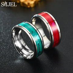 SMJEL Fashion Heartbeat Luminous Ring for Women Men Fluorescent Rings Heart Glow In Dark Stainless Steel Couple Ring JewelryGift - Otaj Gifts