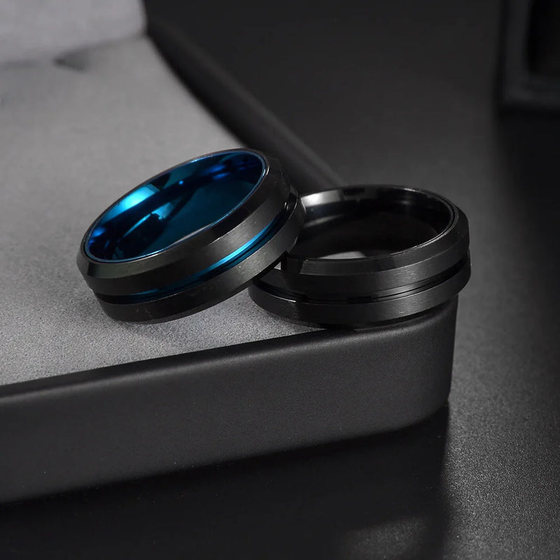 Black Stainless Steele Unisex Anti Anxiety Fidget Spinner Ring - Otaj Gifts