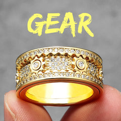 Stainless Steele Fidget Spinner Gemstone Gear Rings for Men or Women - Otaj Gifts
