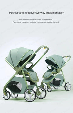 2 In 1 Portable Multifunctional Baby Stroller High Landscape Pram Carriage Basket Baby Carriage Baby Stroller 0 To 3 Years - Otaj Gifts