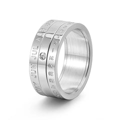 Men's Titanium Steel creative Rotatable Date Calendar 3 Part Anxiety Fidget Spinner Ring - Otaj Gifts
