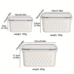1/2/3pcs Refrigerator Storage Box Fridge Organizer Fresh Vegetable Fruit Drain Basket Storage Container Pantry Kitchen Organizer - Otaj Gifts
