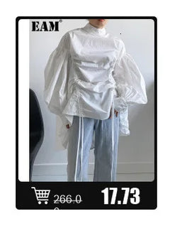 EAM Women Black Irregular Slit Big Size Trench New Stand Collar Long Sleeve Windbreaker Fashion Spring Autumn 2025 1DH0755 - Otaj Gifts