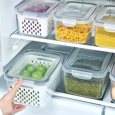 1/2/3pcs Refrigerator Storage Box Fridge Organizer Fresh Vegetable Fruit Drain Basket Storage Container Pantry Kitchen Organizer - Otaj Gifts