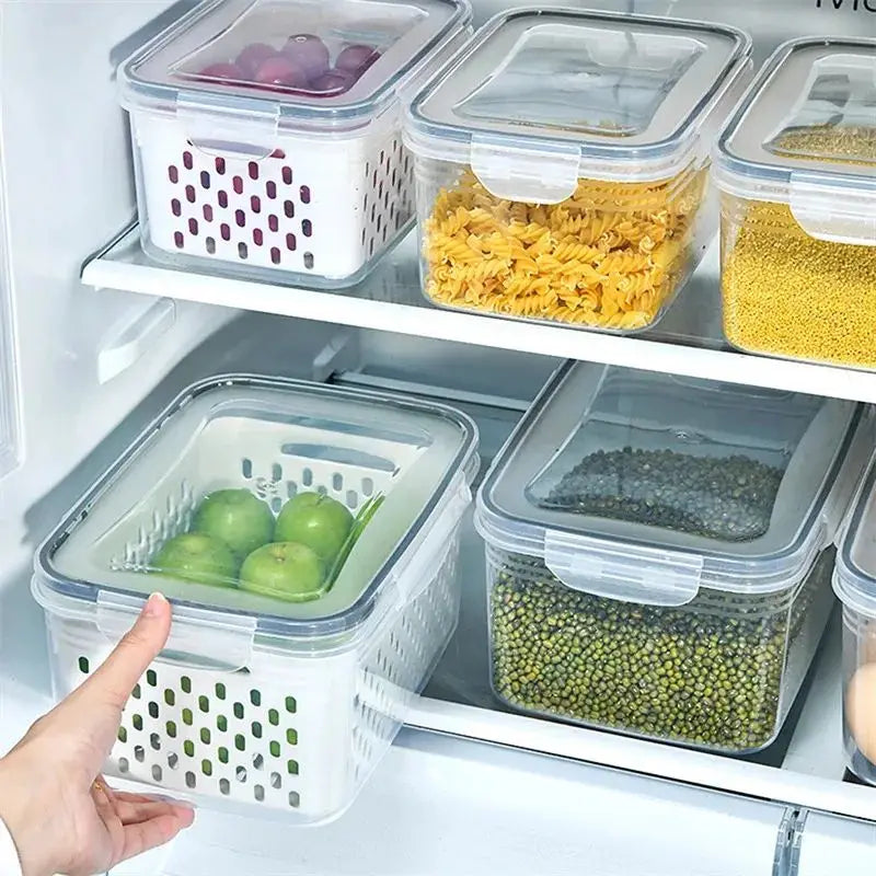 1/2/3pcs Refrigerator Storage Box Fridge Organizer Fresh Vegetable Fruit Drain Basket Storage Container Pantry Kitchen Organizer - Otaj Gifts