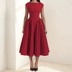 Summer French Fashion Dress Elegant Slim High Waist Sleeveless Back Hollow Dress - Otaj Gifts