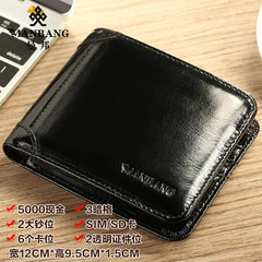 【Genuine Cowhide Leather】ManBang Brand Hot Sale Men's Wallet Luxury Original Short Tri-Fold First Layer Cowhide Purse Business - Otaj Gifts