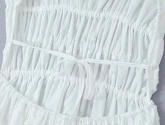 White Dress Women Halter Cotton Long Dress Lace Elegant Party Outfits - Otaj Gifts