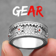 Stainless Steele Fidget Spinner Gemstone Gear Rings for Men or Women - Otaj Gifts