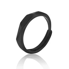 1Pair Black White Lozenge Couple Rings Open Ring for Women Men Adjustable Finger Rings Romantic Lovers Anniversary Jewelry Gift - Otaj Gifts