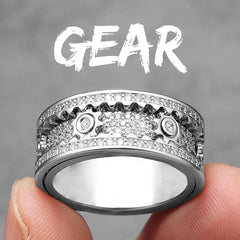 Stainless Steele Fidget Spinner Gemstone Gear Rings for Men or Women - Otaj Gifts